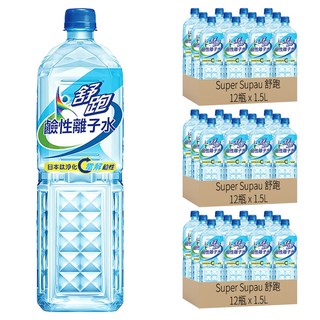 Super Supau 舒跑鹼性離子水, 埔里水源純淨，甘甜好喝，瓶身減塑設計，環保健康，符合國家標準，品質保證, 1.5L, 36瓶