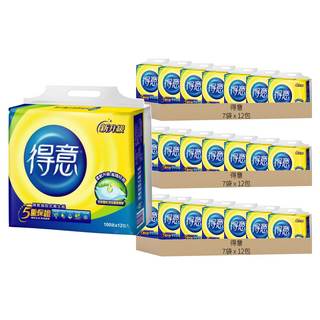 得意 連續抽取式花紋衛生紙 100張 超值家庭號 柔軟舒適 面紙, 12包, 21袋