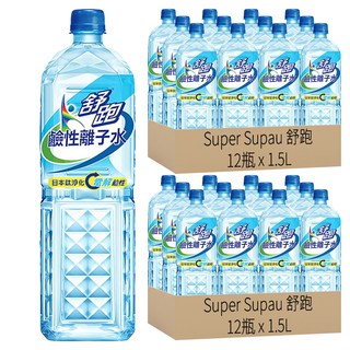 Super Supau 舒跑鹼性離子水, 埔里水源純淨，甘甜好喝，瓶身減塑設計，環保健康，符合國家標準，品質保證, 1.5L, 24瓶