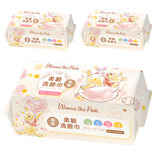 ONEDER 旺達棉品 洗臉巾, 小熊維尼, 3包
