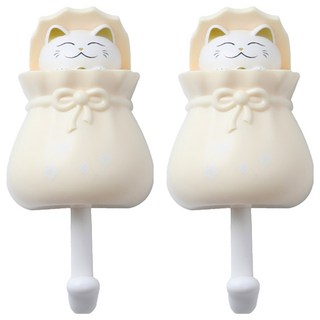 小麥購物 可愛福袋貓咪掛勾 L1033, 2個, 黃色