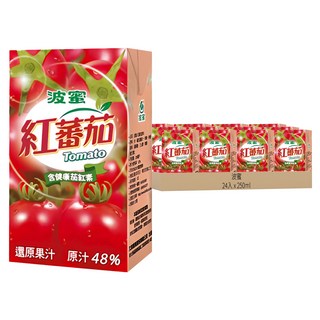 波蜜 紅蕃茄汁 含健康茄紅素 果汁48%, 250ml, 24入