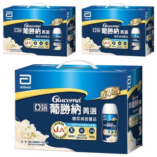 Abbott 亞培 Glucerna 葡勝納 SR糖尿病營養品 菁選禮盒 香草口味 8瓶, 200ml, 3盒