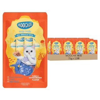 MOOCHIE 姆吉 全年齡貓肉泥系列 海鮮饗宴, 鮪魚柴魚, 75g, 12袋