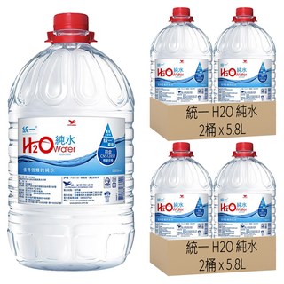 統一 H2O 純水, 5.8L, 4桶