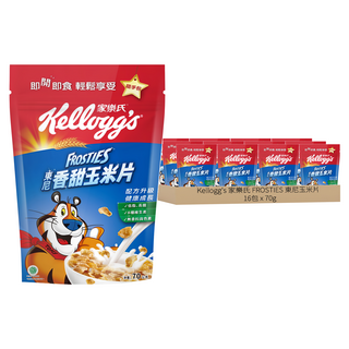 家樂氏 東尼香甜玉米片, 配方升級健康成長，低脂高纖，5種維生素, 70g, 16包