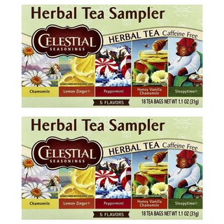 CELESTIAL SEASONINGS 詩尚草本 草本綜合茶 無咖啡因, 洋甘菊 4包 + 薄荷茶 4包 + 檸檬活力茶 3包 + 蜂蜜香草洋甘菊茶 3包 + 睡前茶 4包, 2盒