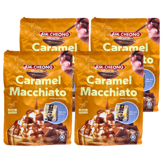 AIK CHEONG 益昌 南洋風文藝館 微磨咖啡 四合一 焦糖瑪奇朵風味, 25g, 12包, 4袋