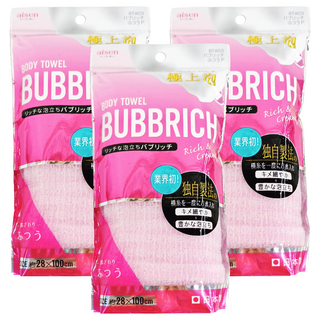 aisen 極上泡 立體特織澡巾 28x100cm 日本產, 粉色, 3包, 1個