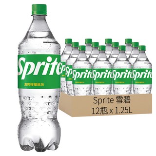 Sprite 雪碧 清爽檸檬風味 透明氣泡 酷爽解渴 不含色素、不含咖啡因, 1.25L, 12瓶