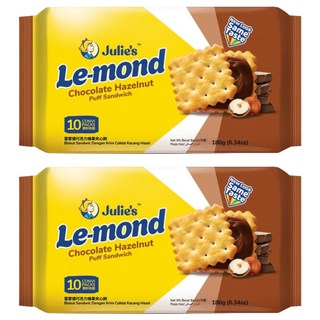Julie's 茱蒂絲 雷蒙德榛果巧克力夾心餅, 酥脆餅乾, 濃郁巧克力榛果味, 個別包裝, 馬來西亞原裝進口, 180g, 2包