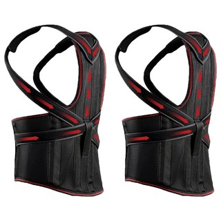 防駝背鋼板護腰帶, 黑色, 2個, L(105cm), 日本熱銷款, 支撐力UP, 透氣舒適