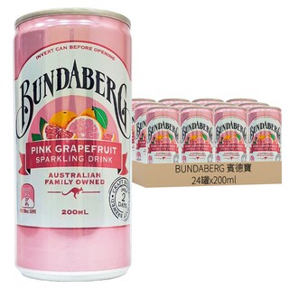 BUNDABERG 賓德寶 水果氣泡飲 粉紅葡萄柚風味, 迷你罐 6 x 200毫升 (24罐), 200ml