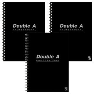Double A B5線圈筆記本，70 gsm，50張，紙質平滑, 黑色, 3本