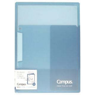KOKUYO 國譽 Campus A4反摺式便利文件夾, 減少體積，輕鬆翻閱，可夾10張紙, 灰藍色, 1個