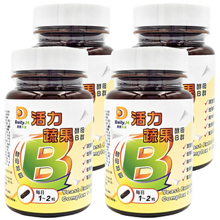 Daily.H 天天水漾 活力蔬果酵母B群 - 88種蔬果酵素 法國啤酒酵母 能量代謝 增強體力, 30顆, 4瓶