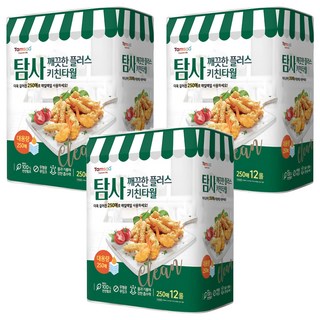 Tamsaa 捲筒式廚房紙巾 250抽 x 12捲 共342m 採用吸水力強的DESL壓紋, 3袋