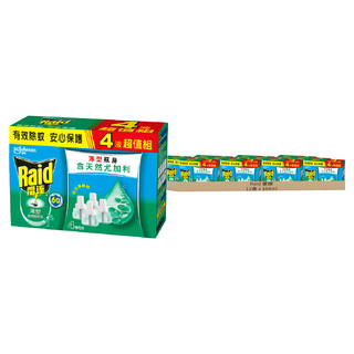 Raid 雷達 超智慧薄型液體電蚊香補充瓶 尤加利 4瓶, 164ml, 12盒