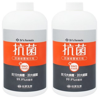 台塑生醫 Dr's Formula 抗菌防護噴霧 補充瓶, 1kg, 2瓶