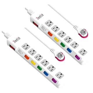 Tyson 太順電業 7開6插3P延長線 299 x 52.3 x 28 mm, 2.7m, 白色, 2條