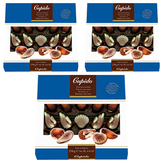 Cupido 酷比特 貝殼榛果夾心巧克力, 大理石紋牛奶巧克力, 250g, 3盒
