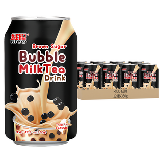 RICO 紅牌 珍奶 療癒系 黑糖撞奶 350g*12罐, 台灣經典風味，隨時享受