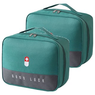 小麥購物 多功能藥品收納包 L2113 大 綠色, 2個