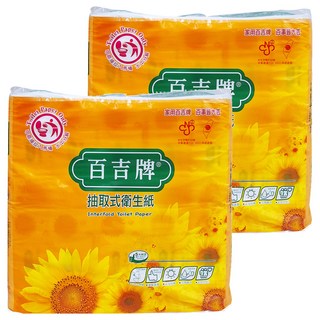 百吉牌 抽取式衛生紙 100抽 100%原生紙漿 台灣製造, 10包, 2袋