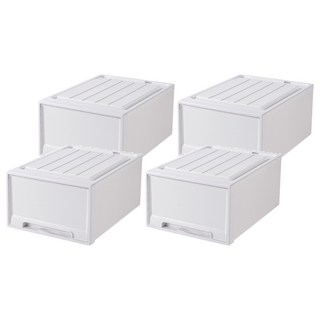 小麥購物 加厚抽屜式整理箱, 純白, 4個