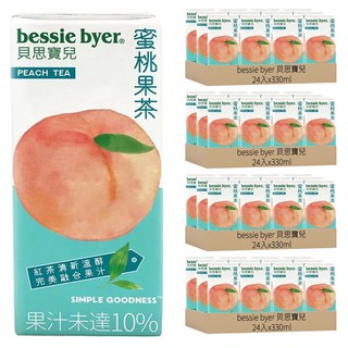 bessie byer 貝思寶兒 蜜桃果茶 清新溫醇 少糖配方, 330ml, 96入
