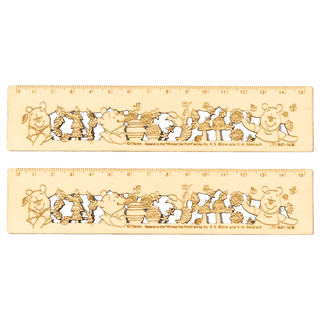 Winnie the Pooh 小熊維尼 百畝森林系列木質鏤空15公分尺 16 x 3.5cm, 維尼小豬綠, 2個