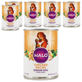 Halo 嘿囉 熟齡犬雞肉罐頭飼料 13.2oz 人類食用等級鮮肉 非基改蔬果, 鮮燉雞肉, 374g, 6罐