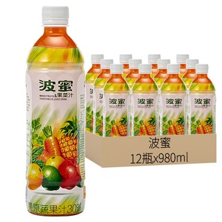 波蜜 果菜汁 寶特瓶, 980ml, 12瓶