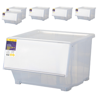 HOUSE 好室喵 極星磁鐵 下掀式整理箱, 透明, 6個