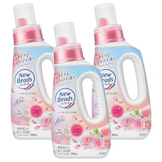 Kao 花王 New Beads 植萃香氛洗衣精 玫瑰 + 木蘭 粉色, 3個, 690g