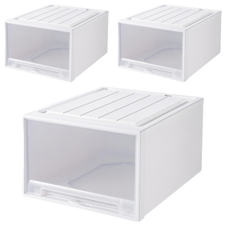 小麥購物 加厚抽屜式整理箱, 透白, 3個