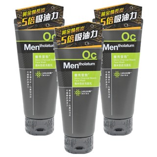 MENTHOLATUM 曼秀雷敦 台灣公司貨 微米勁炭男性洗面乳, 100g, 3條