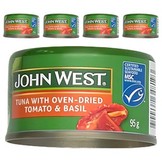 JOHN WEST 烤箱乾燥番茄羅勒鮪魚, 95g, 5罐