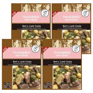 T.N.A. 悠遊 全齡種貓狗餐包 牧野牛羊燉時蔬 肉品二合一 營養 即開即食, 150g, 4包