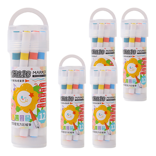 TEMPO 節奏牌 雙頭壓克力丙烯彩繪筆 軟筆頭&粗筆頭, 5桶, 12色