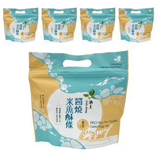 池上鄉農會 醬燒米魚酥條 鹹蛋黃口味, 5包, 80g, 酥脆涮嘴的台灣特色零食