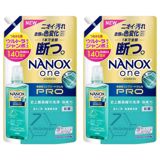 LION 獅王 NANOX one 奈米樂 PRO 超濃縮抗菌洗衣精補充裝 加強去漬, 1.4kg, 2包