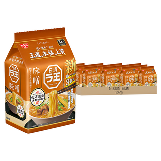 NISSIN 日清 麵王 味噌風味, 北海道產米麴味噌使用，3食入, 12包