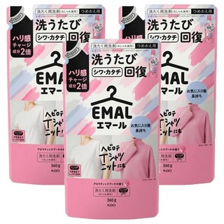Kao 花王 EMAL 精致洗 護色防縮洗衣精 補充包 芬芳花香, 3包, 360g