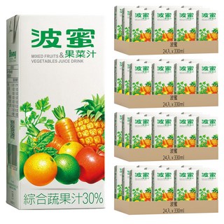 波蜜 果菜汁 鋁箔包 還原蔬果汁30%, 330ml, 96入
