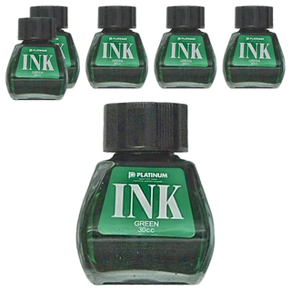PLATINUM 白金牌 鋼筆專用墨水 INK-400, 綠色, 6瓶