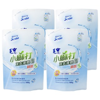 毛寶 小蘇打抗菌洗衣液體皂 補充包 含天然植物萃取抗菌配方, 1.8kg, 4包