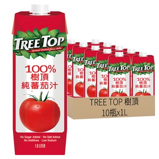 TREE TOP 樹頂 100%純蕃茄汁 晶鑽包, 10瓶, 1L