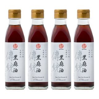 真老 冷壓純黑麻油 台灣製造, 200ml, 4瓶