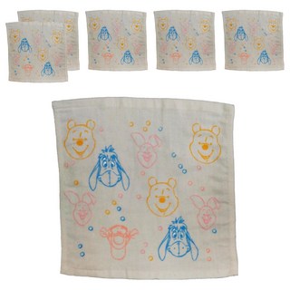 Disney 迪士尼 維尼家族莊園紗布方巾 精梳棉, 6個, 米色